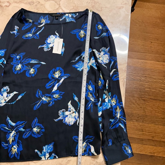 NWT Banana Republic Size Small Floral Blouse Navy Iris Print - Picture 10 of 12